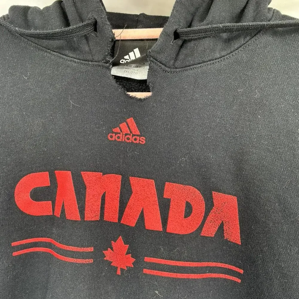 Men’s Adidas Canada Black And Red Hoodie 2XL
